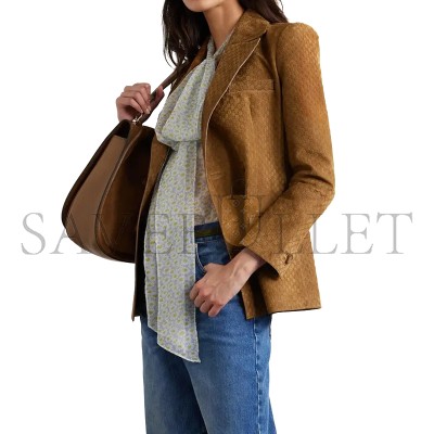 GUCCI DOUBLE-BREASTED SUEDE BLAZER WITH HORSEBIT DETAIL 815833